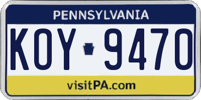 PA license plate KOY9470