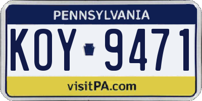 PA license plate KOY9471