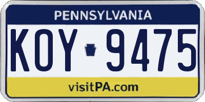 PA license plate KOY9475