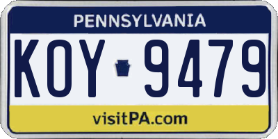 PA license plate KOY9479