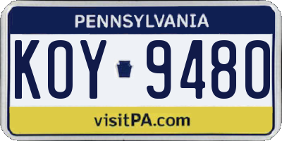 PA license plate KOY9480