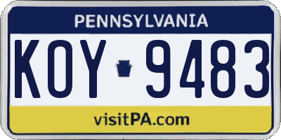 PA license plate KOY9483