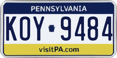 PA license plate KOY9484