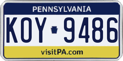 PA license plate KOY9486