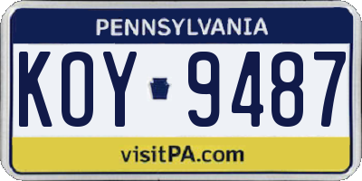 PA license plate KOY9487