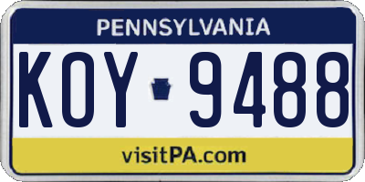 PA license plate KOY9488