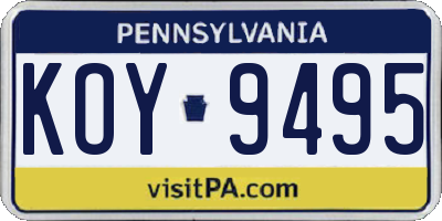 PA license plate KOY9495