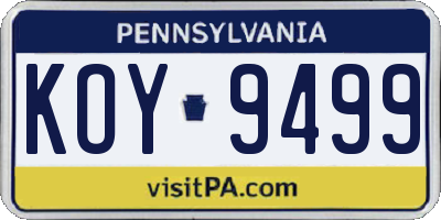 PA license plate KOY9499