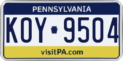 PA license plate KOY9504