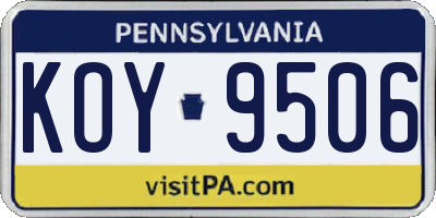 PA license plate KOY9506