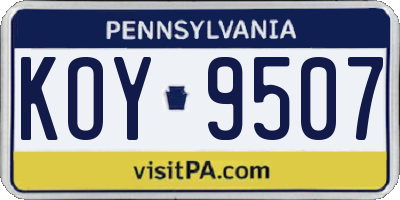 PA license plate KOY9507