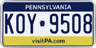 PA license plate KOY9508