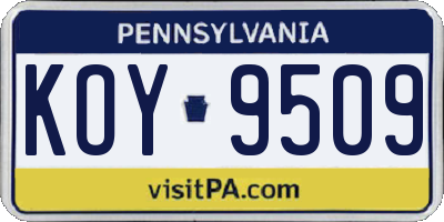 PA license plate KOY9509
