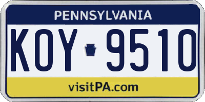 PA license plate KOY9510