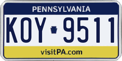 PA license plate KOY9511