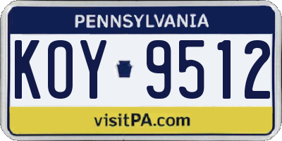 PA license plate KOY9512