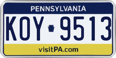 PA license plate KOY9513