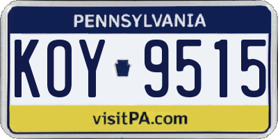 PA license plate KOY9515