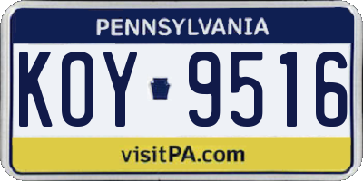 PA license plate KOY9516