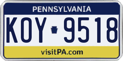 PA license plate KOY9518