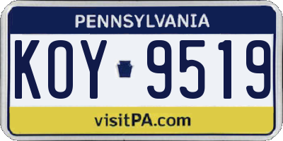 PA license plate KOY9519