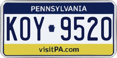 PA license plate KOY9520