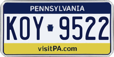 PA license plate KOY9522