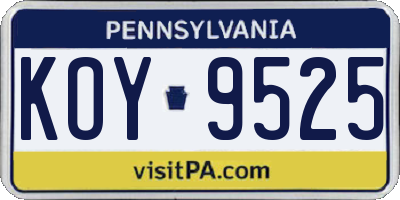 PA license plate KOY9525