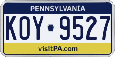PA license plate KOY9527