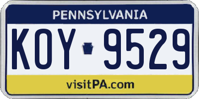PA license plate KOY9529