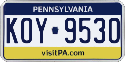 PA license plate KOY9530