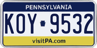 PA license plate KOY9532