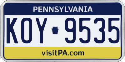 PA license plate KOY9535