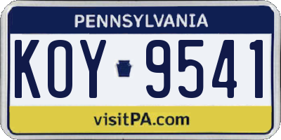 PA license plate KOY9541