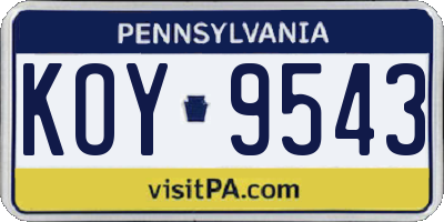 PA license plate KOY9543