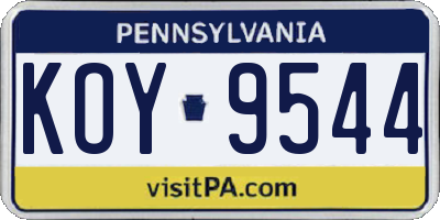 PA license plate KOY9544