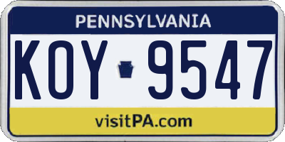 PA license plate KOY9547