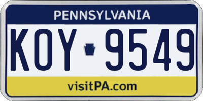 PA license plate KOY9549