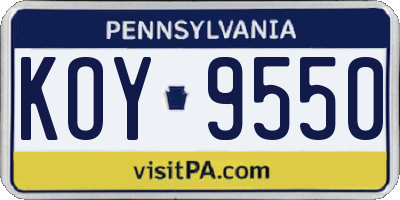 PA license plate KOY9550