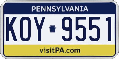 PA license plate KOY9551