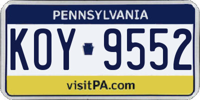 PA license plate KOY9552