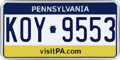 PA license plate KOY9553