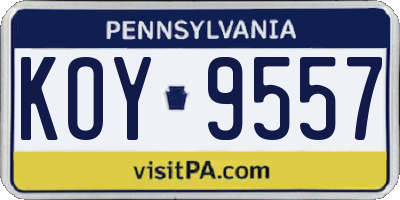 PA license plate KOY9557
