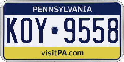 PA license plate KOY9558