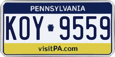PA license plate KOY9559
