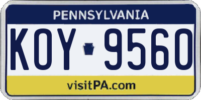 PA license plate KOY9560