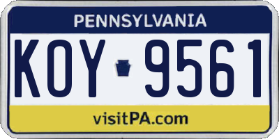 PA license plate KOY9561
