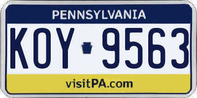 PA license plate KOY9563