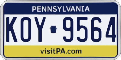 PA license plate KOY9564