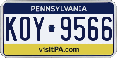 PA license plate KOY9566